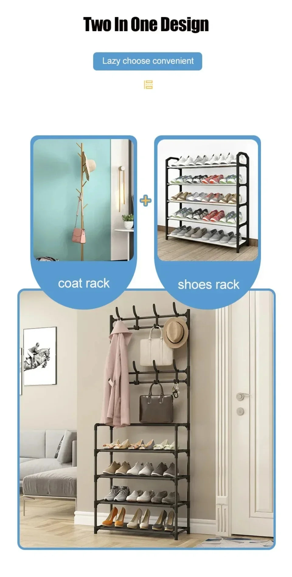 Clothes Hanger Multi-Layer Shoe Rack Doorway DIY Hat And Shoes Shelf Simple Floor-Standing Living Room Organizer Storage Racks